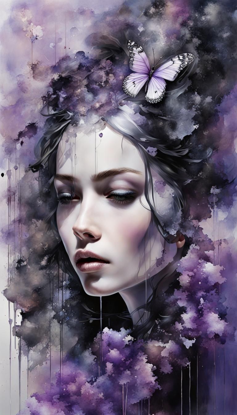 Gothic Still Life with Raven and Lilacs