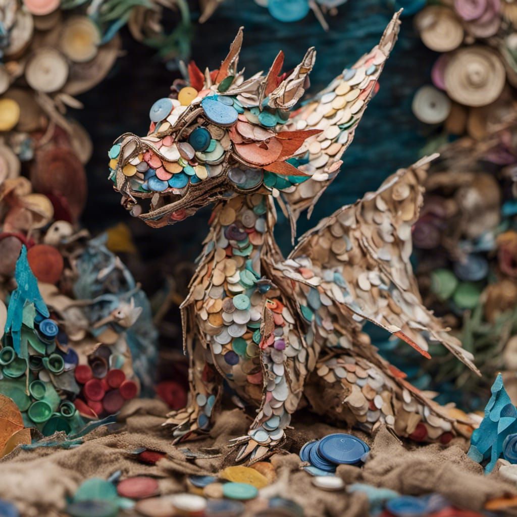 Dragon Puppet Made of Recycled Materials