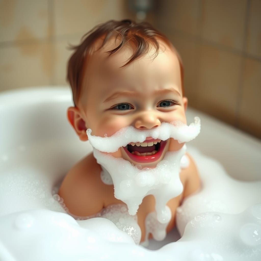 Child's Bubble Bath Beard: A Whimsical Illustration