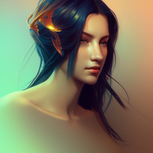 Detailed Portrait of Zilyana in Art Nouveau Style