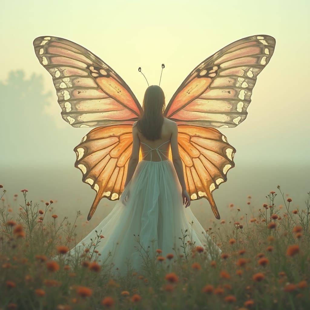 Butterfly Transformation in Misty Field: Magical Realism