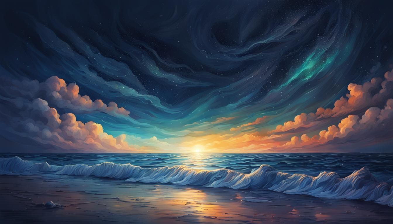 Hyperrealistic Night Ocean Under Starry Sky