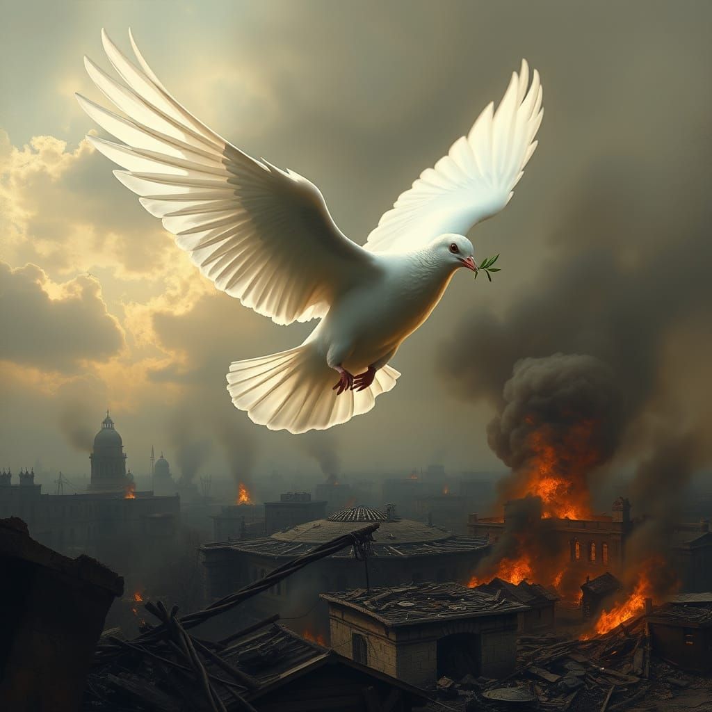 Majestic Dove in Ethereal Flight