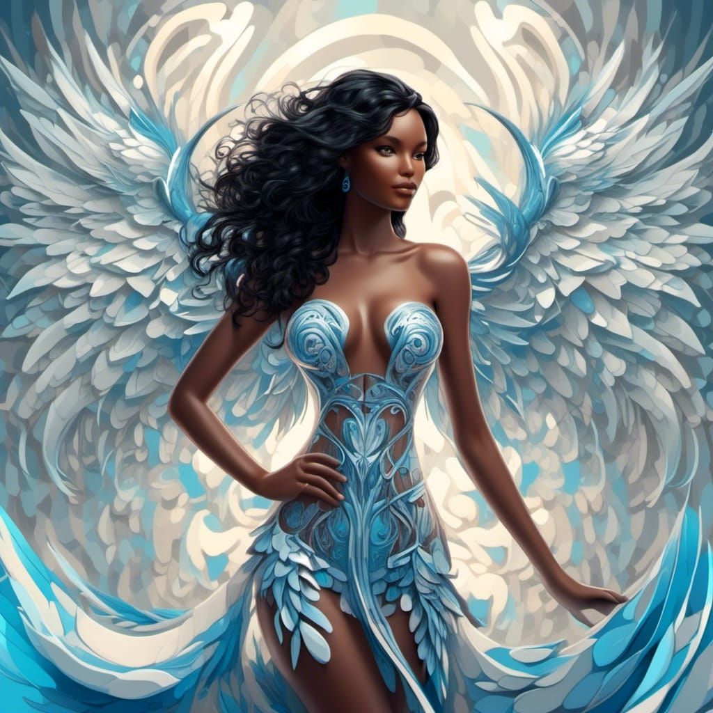 Latina Angel in Dragon Scale Dress