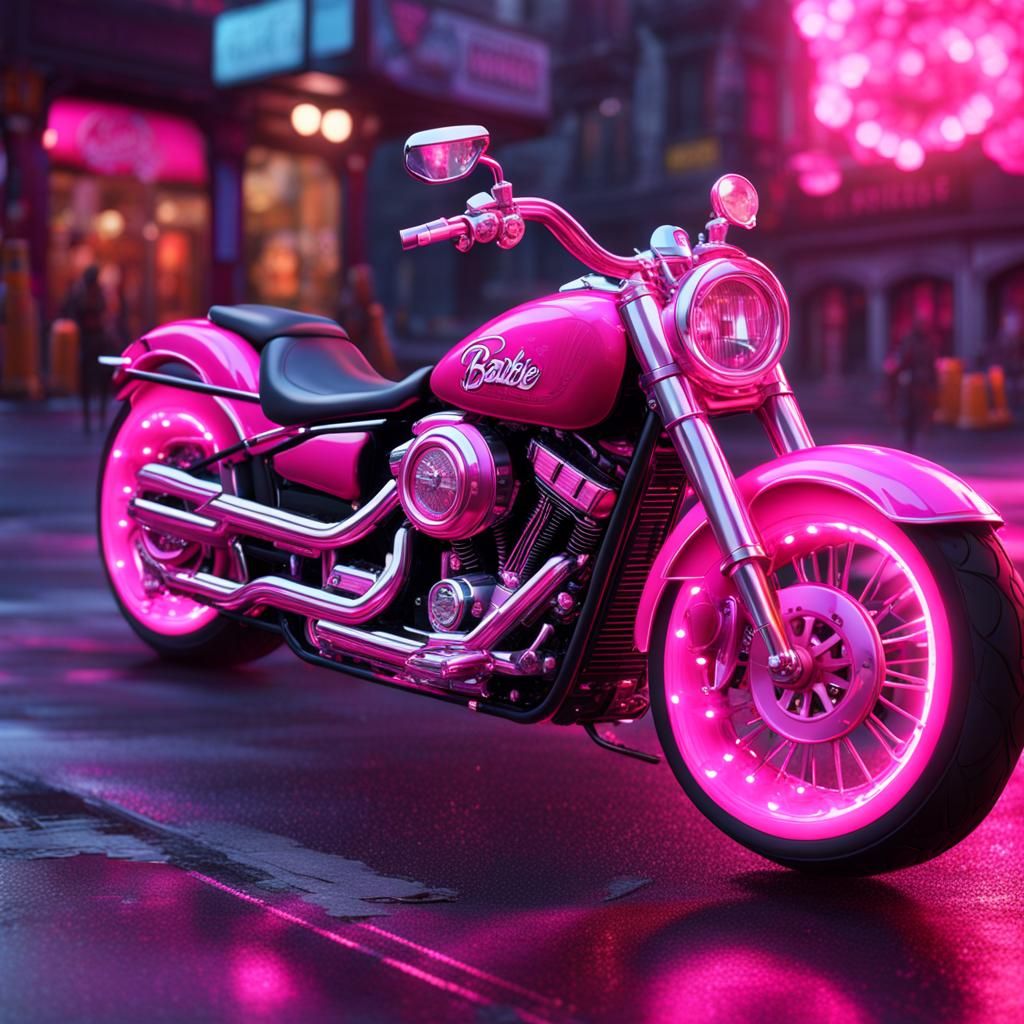 Barbie Harley Davidson in Hot Pink Fantasy Art
