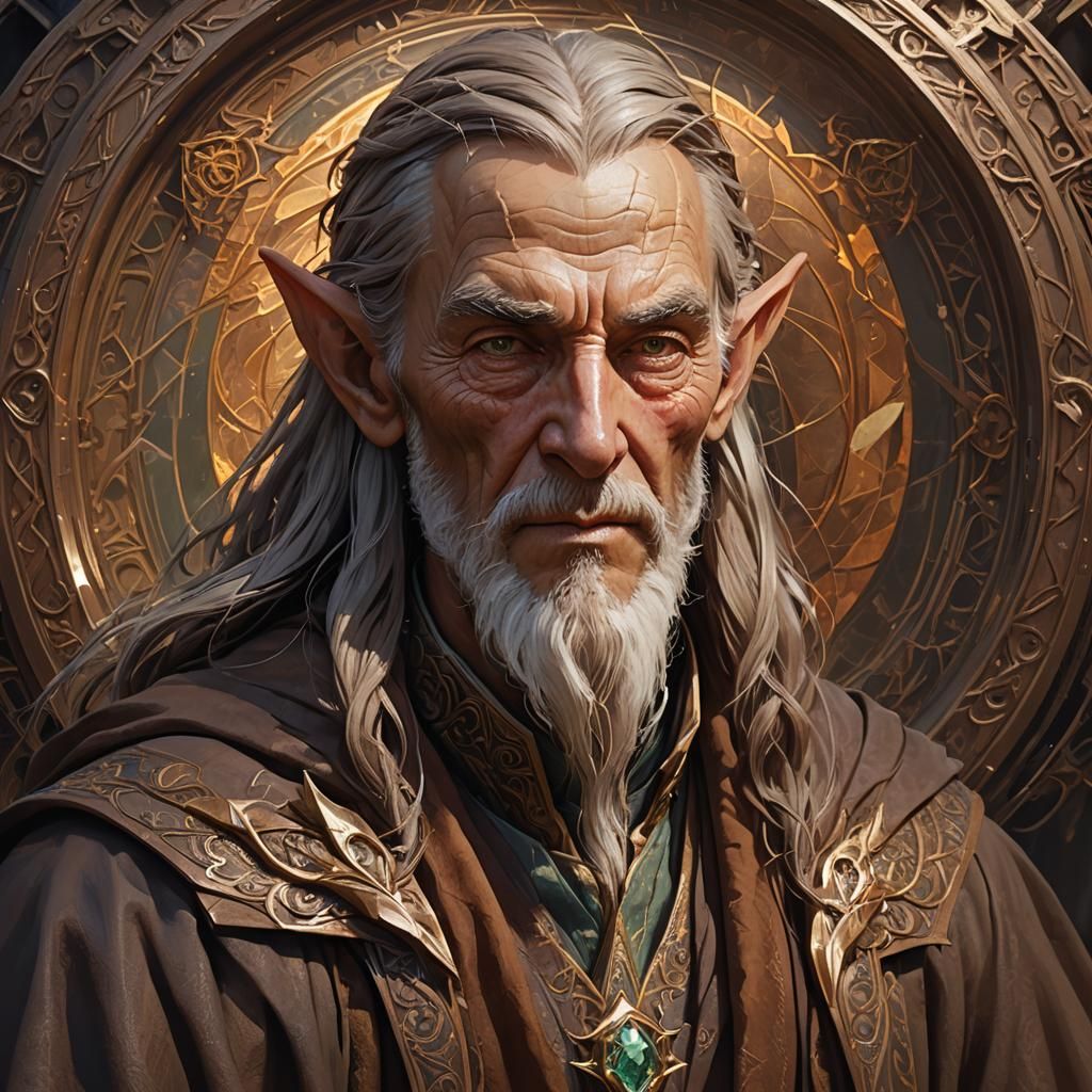 Fantasy Portrait of an Old Half-Elven Wizard