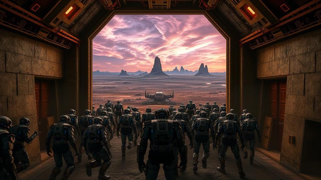 Robotic Tribe Assault on Alien World: Cinematic View