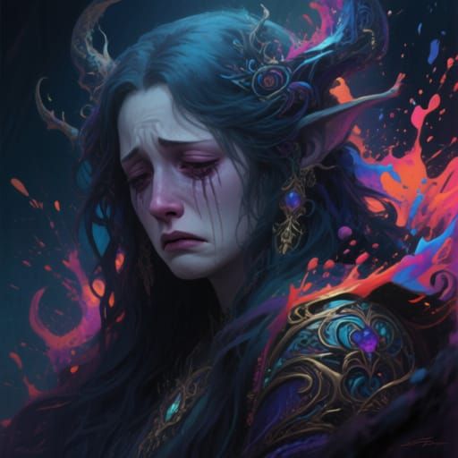 Detailed Matte Painting of Sadness in Deep Color