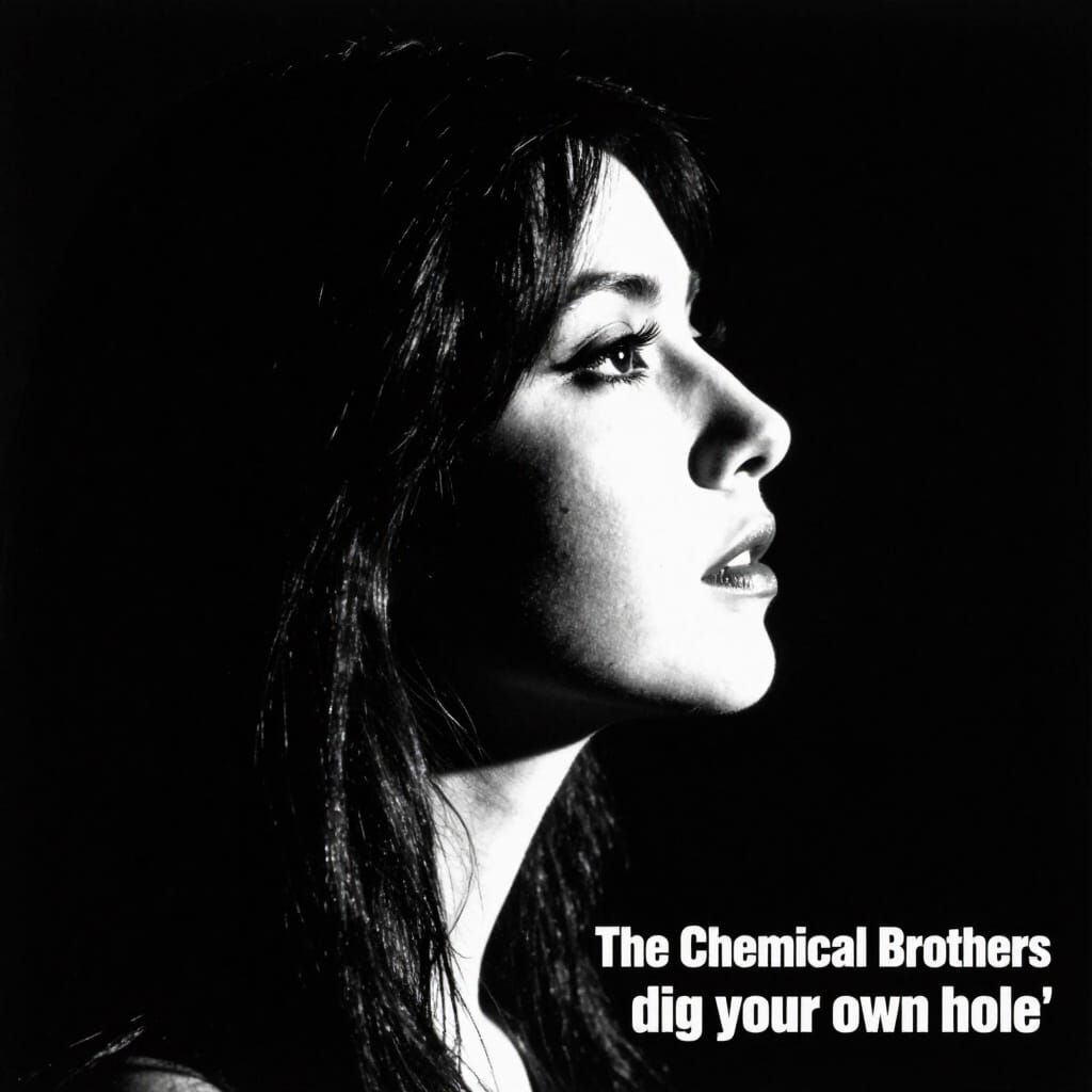 90s Album Cover Style: Woman's Profile in High Contrast Blac...