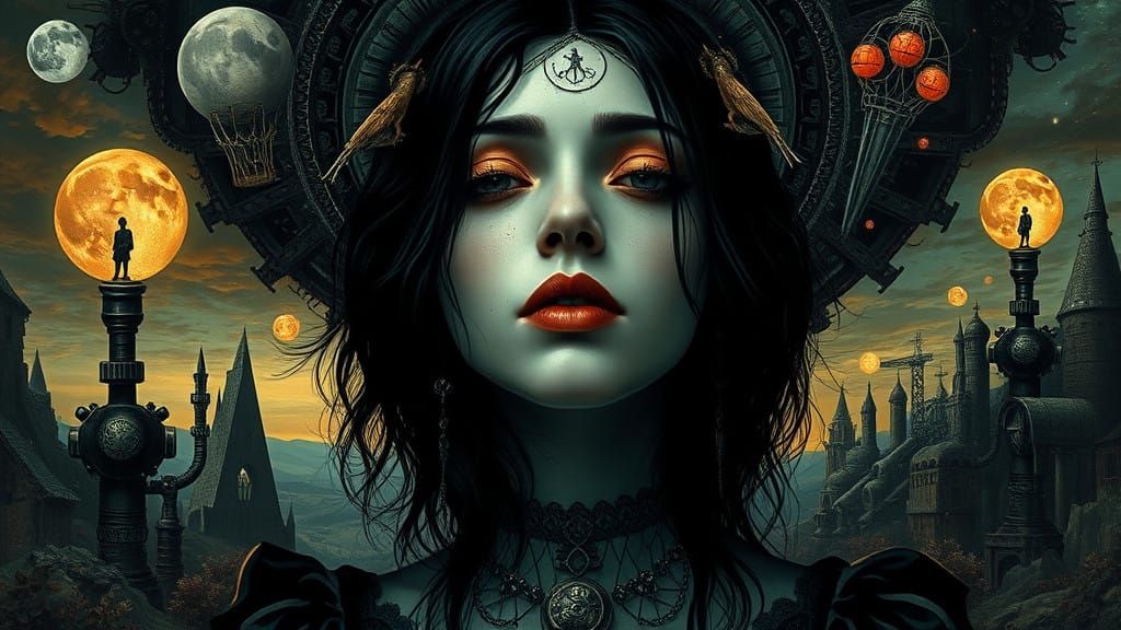 Enigmatic Mystic Lost in Gothic Dreamscape