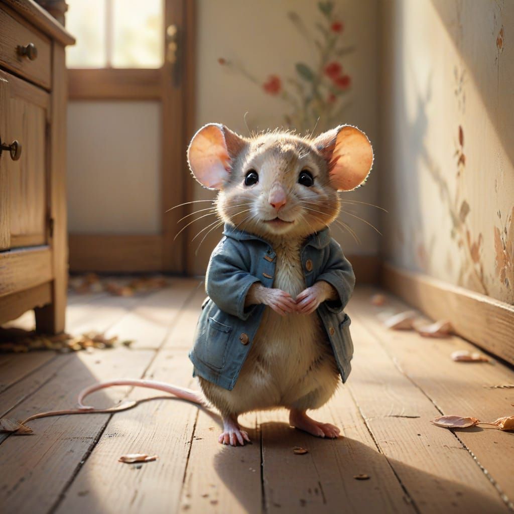 Watercolor Mouse Illustration in Beatrix Potter Style