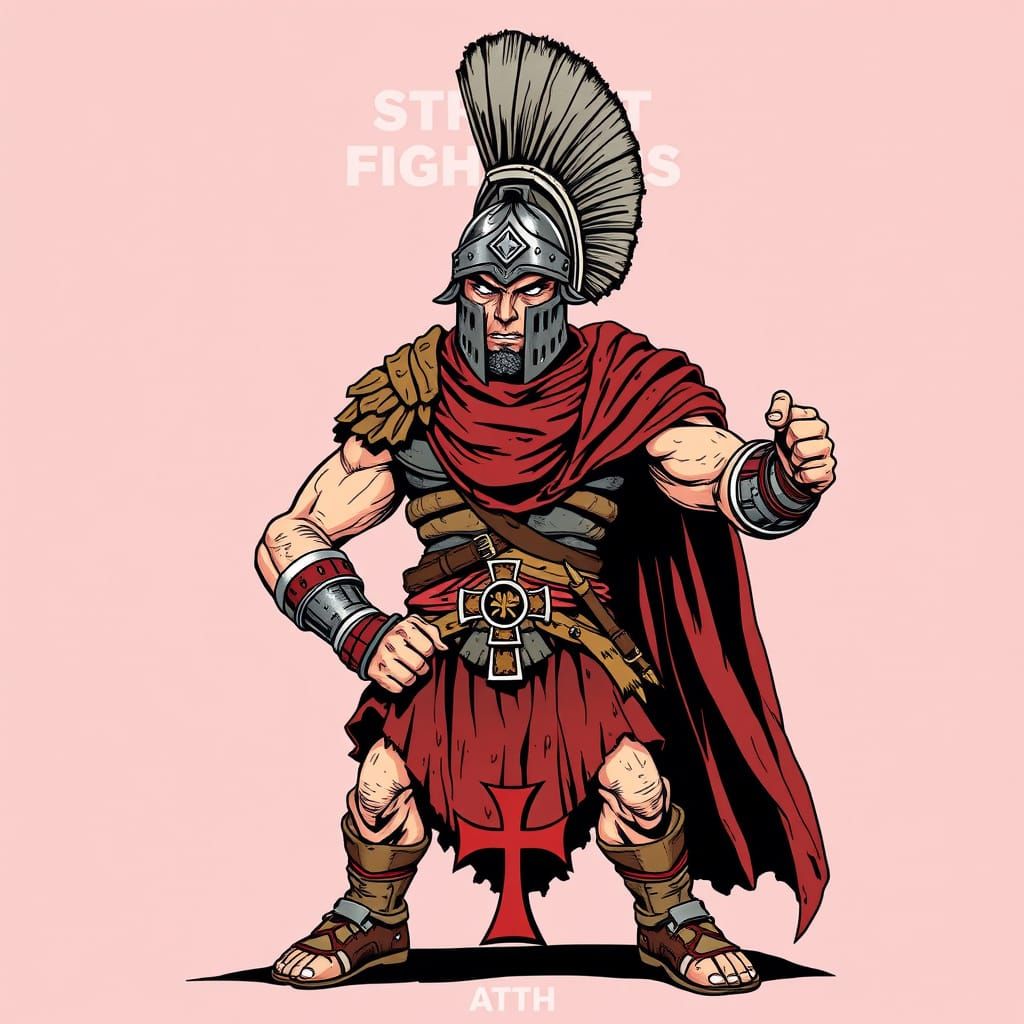 Gritty Spartan Warrior in Old School Comic Style