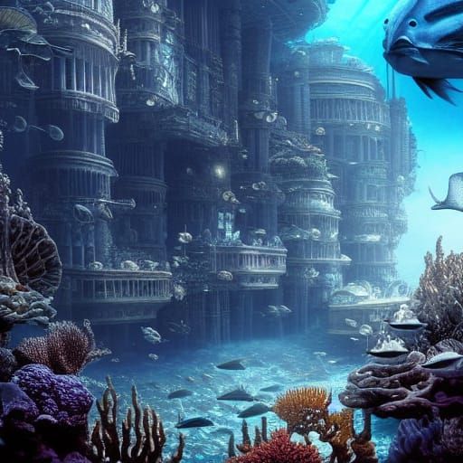 Epic Underwater City Digital Matte Painting