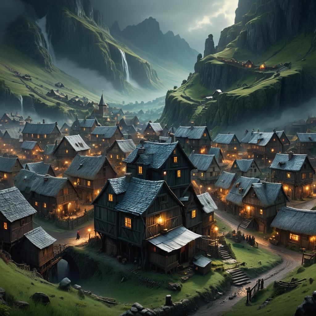 Epic Village Scene in Digital Matte Painting