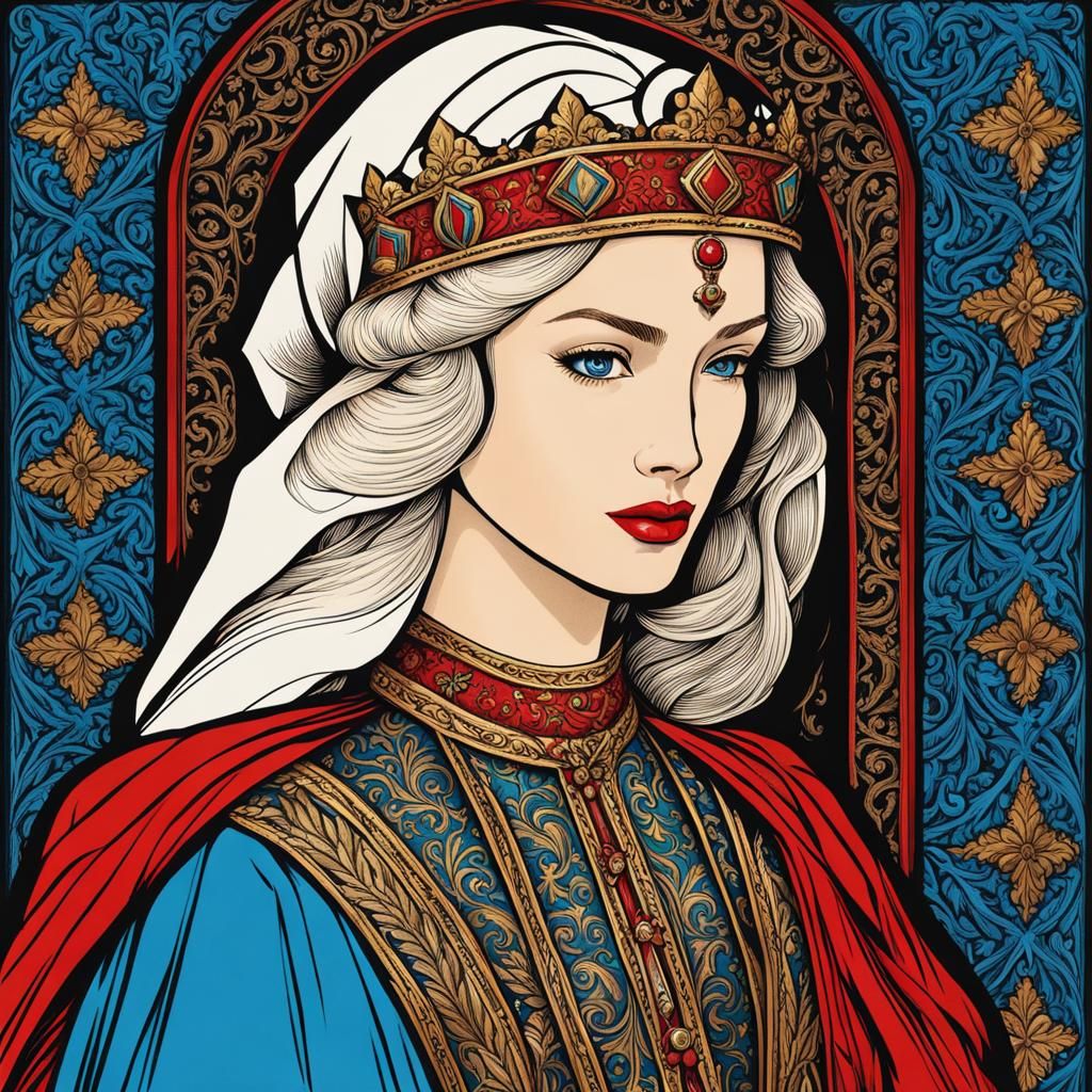 Iconographic Portrait of a Beautiful Alluring Princess