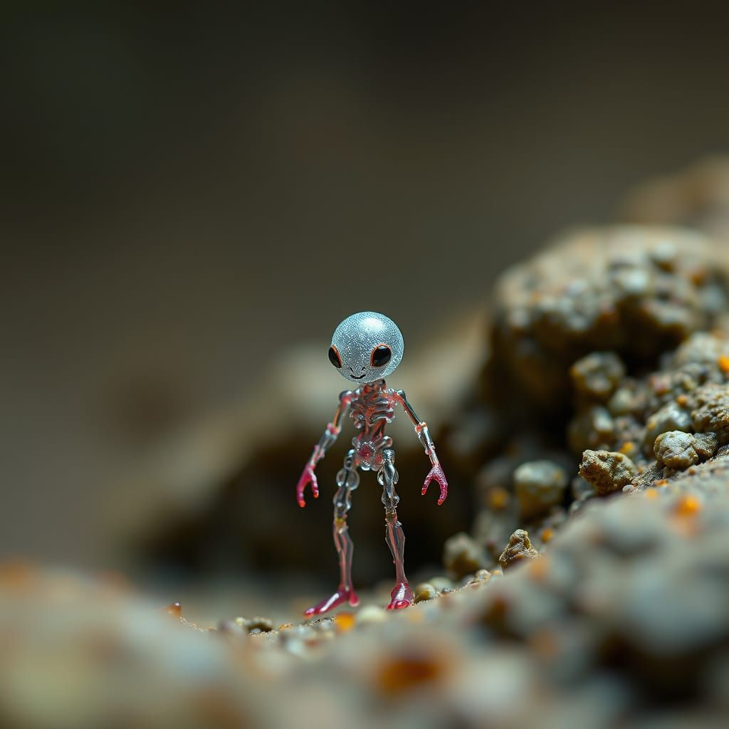 Tiny Figure Emerges from Subatomic Particles in Futuristic L...