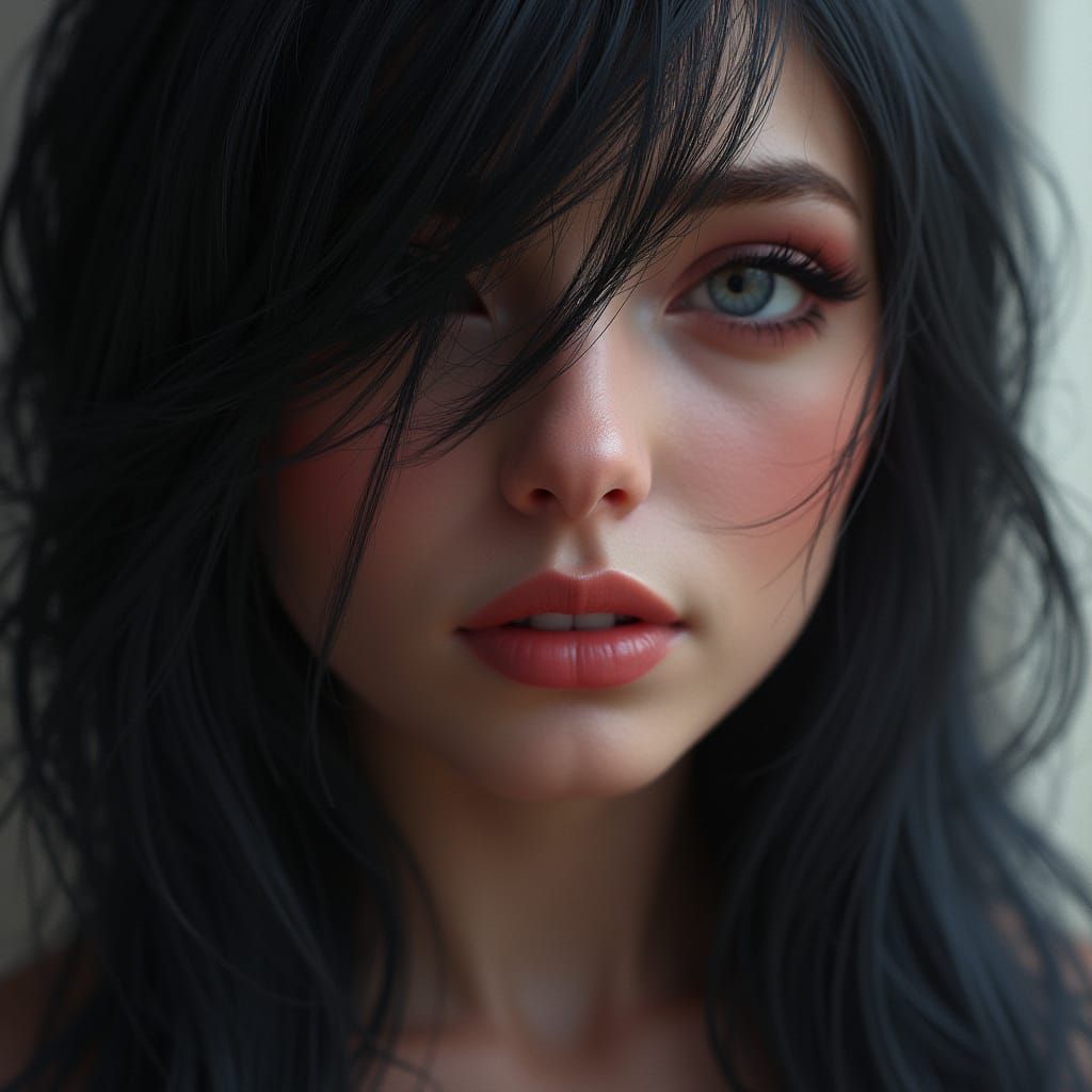 Beautiful Portrait With Bold Makeup and Sensual Smile