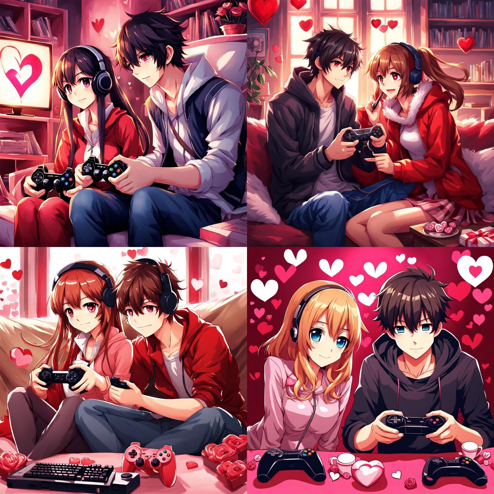 Anime Style Valentine's Day Gaming Couple
