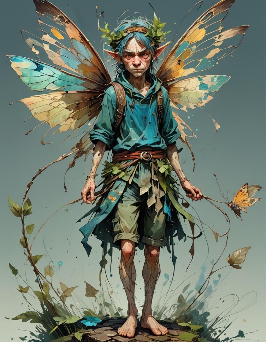 Grumpy Fairy in Anime Style Digital Art