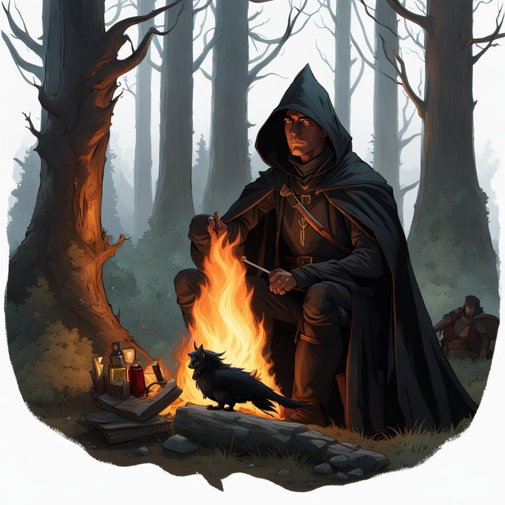 Changeling at Forest Edge in Dark Fantasy Style