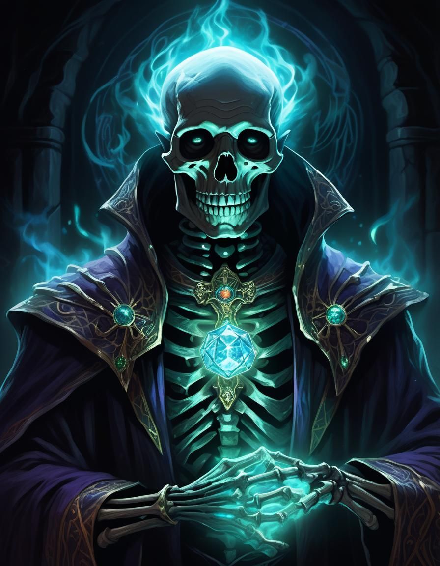 Elder Lich Radiating Eldritch Energy in Dark Fantasy Style