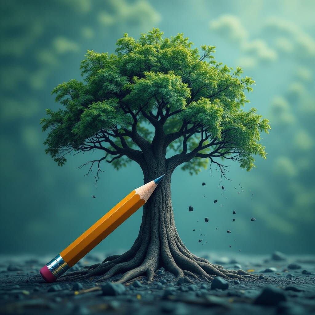 Pencil Transforms Into Towering Graphite Tree