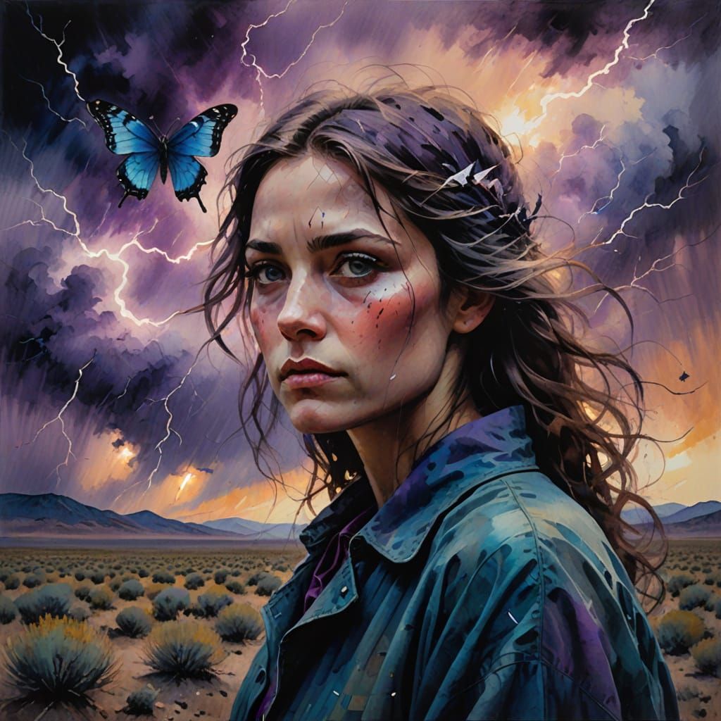 Ethereal Desert Goddess in Expressionist Watercolor