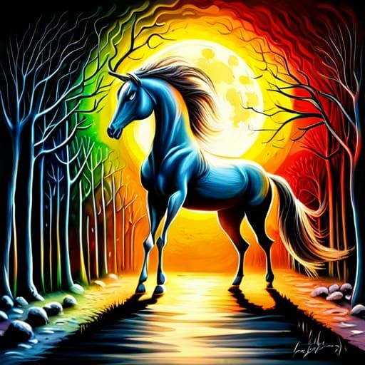 Halloween Horse in Graffiti Street Art Style