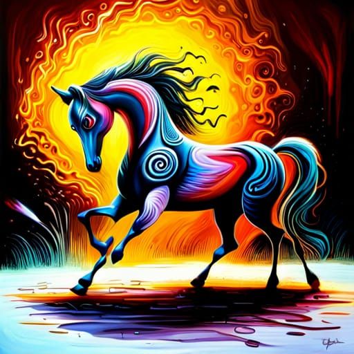 Halloween Horse in Graffiti Street Art Style