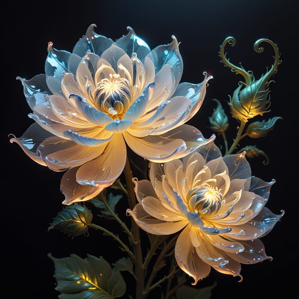 Blooming Cosmic Form in Vibrant Iridescent Hues