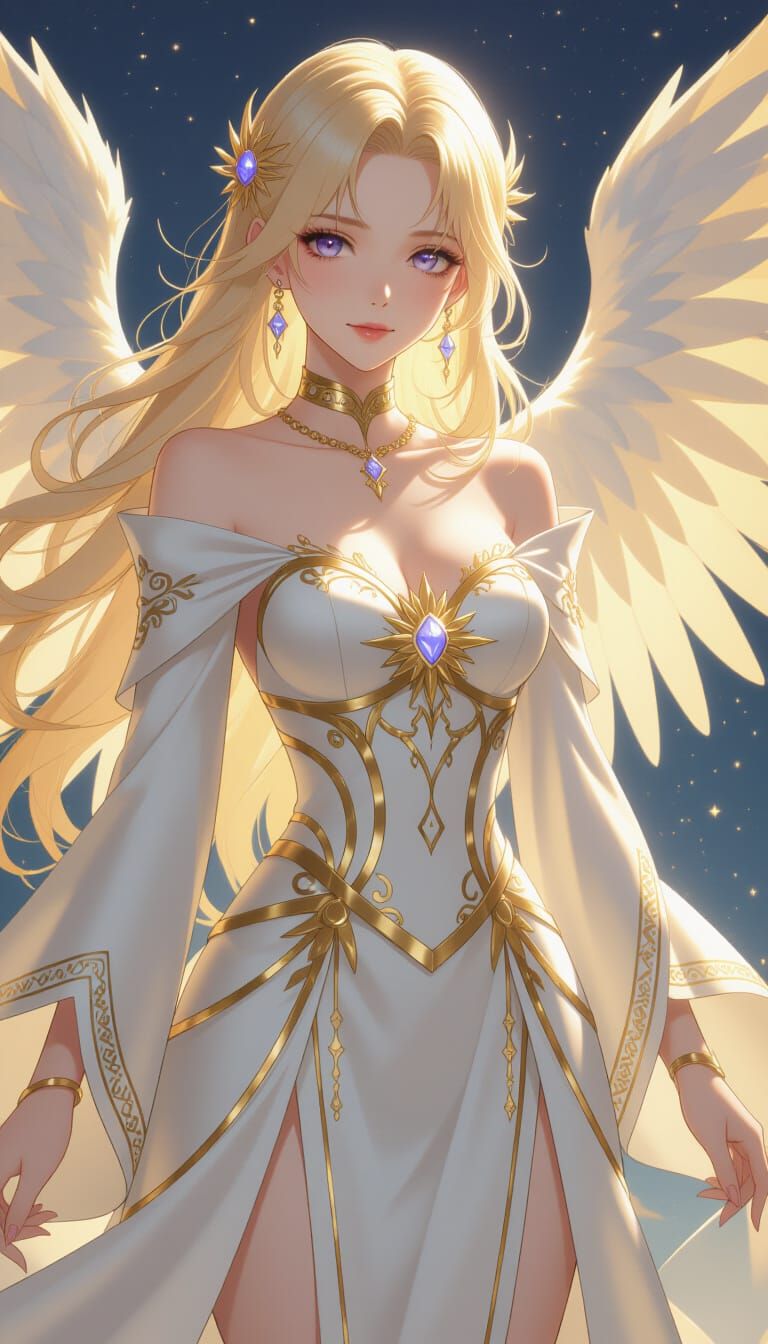Elegant Angel in Light, Anime Style