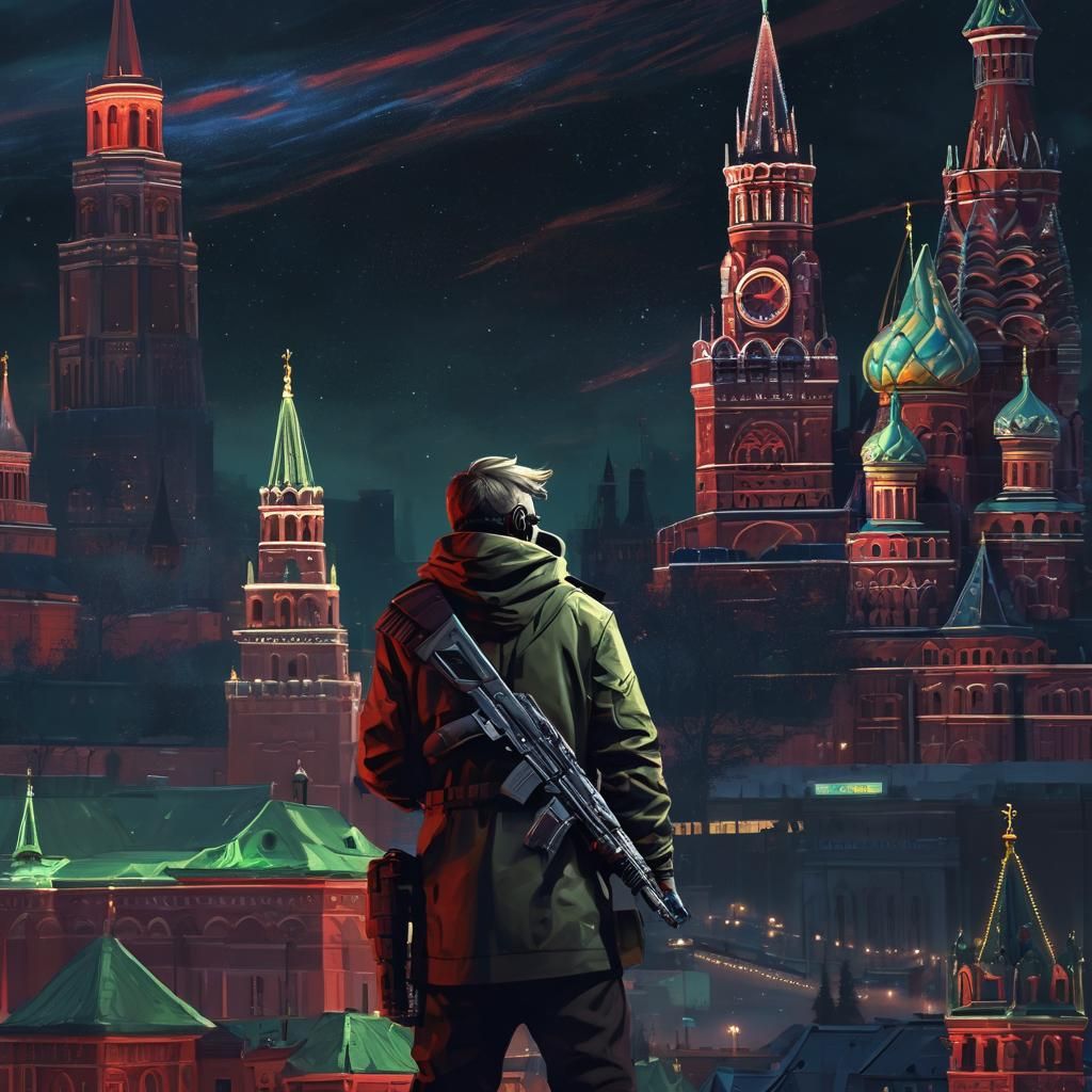 Futuristic Russia: Cyberpunk Cityscape at Night