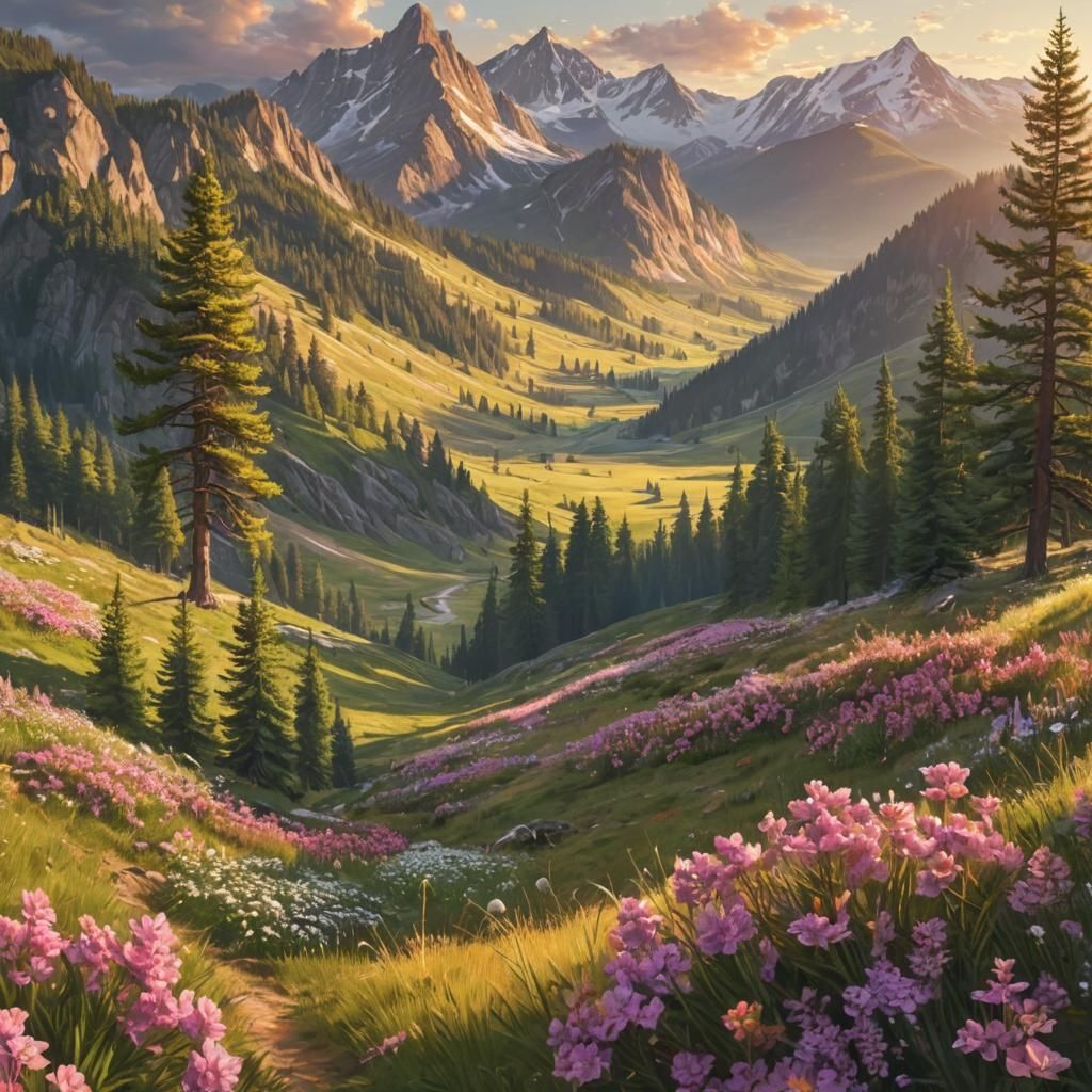 Serene Fantasy Valley with a Sleeping Giant