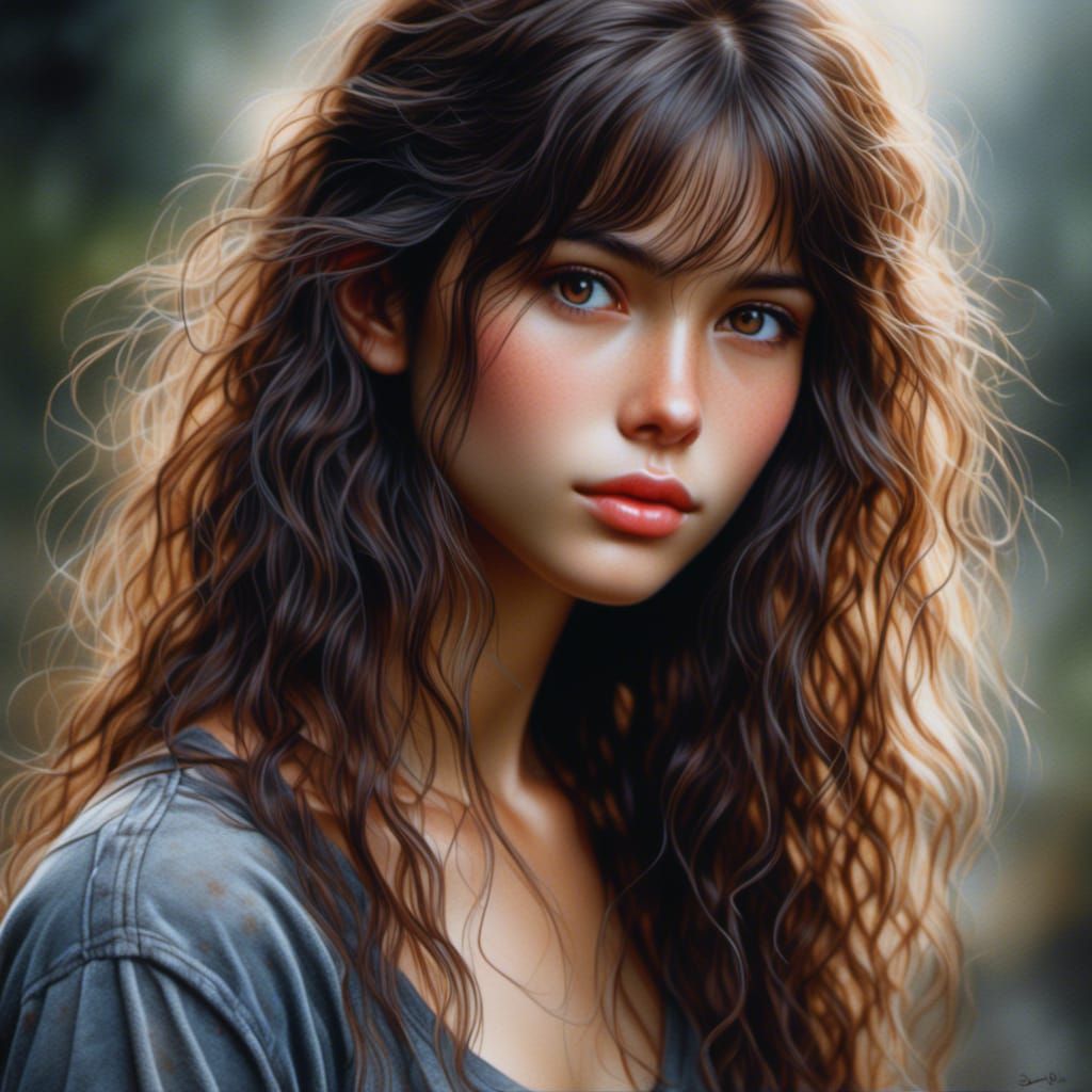 Hyperrealistic Watercolor Portrait of a Beautiful Woman