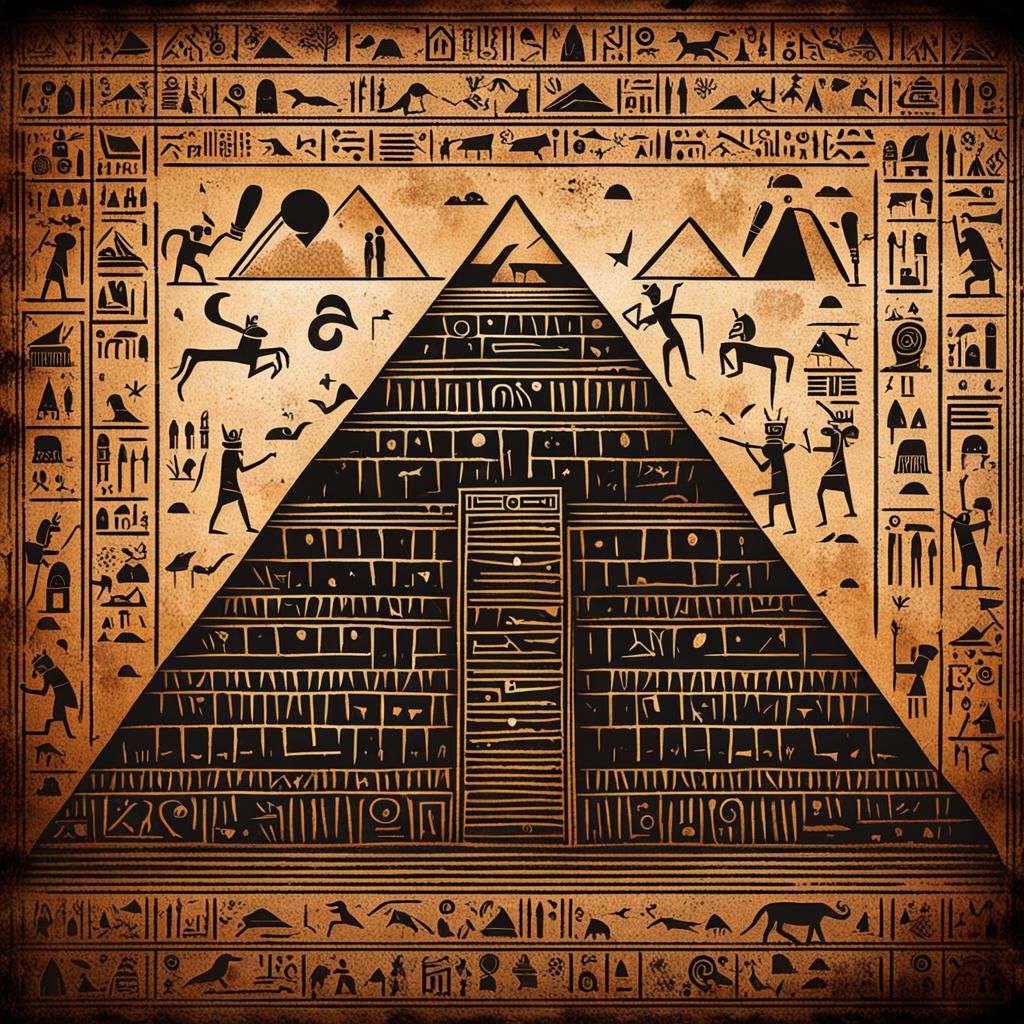 Mysterious Hieroglyphs in Dark Pyramid