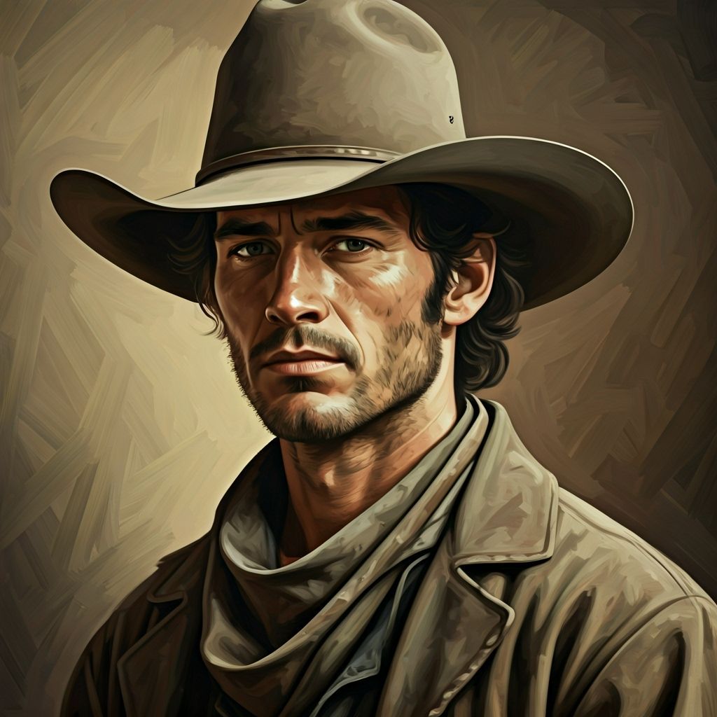 Young Cowboy Portrait in Western Art Style
