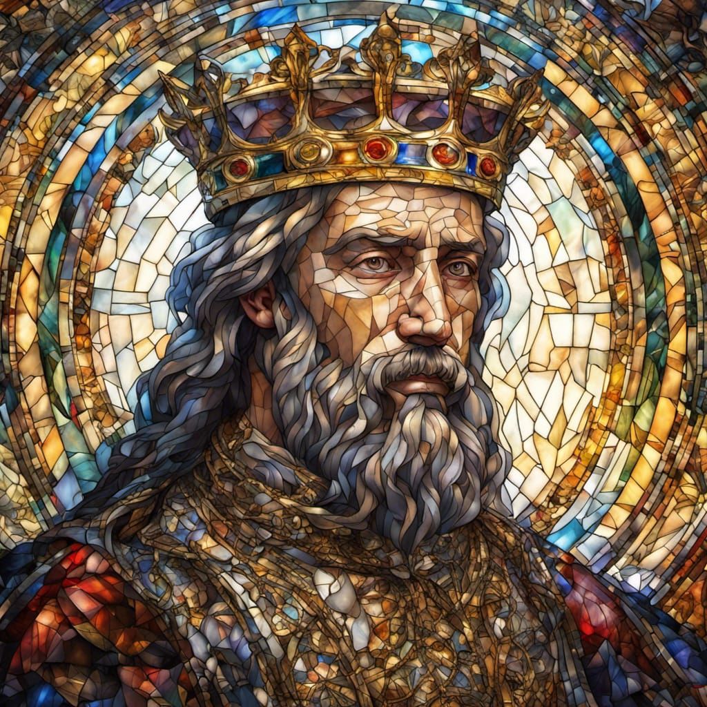 Stained Glass Portrait of a Royal King