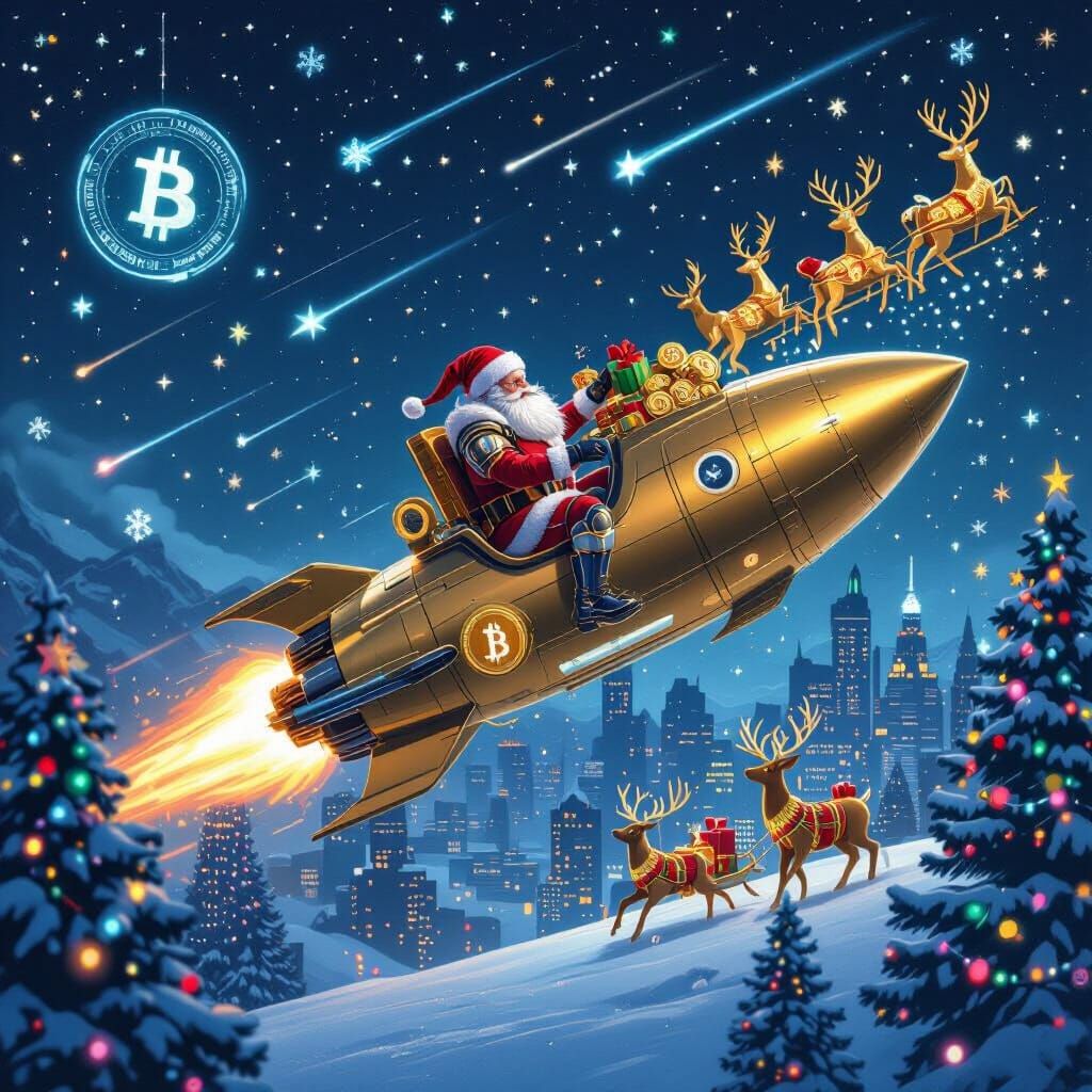 Bitcoin Christmas in a Cyberpunk City