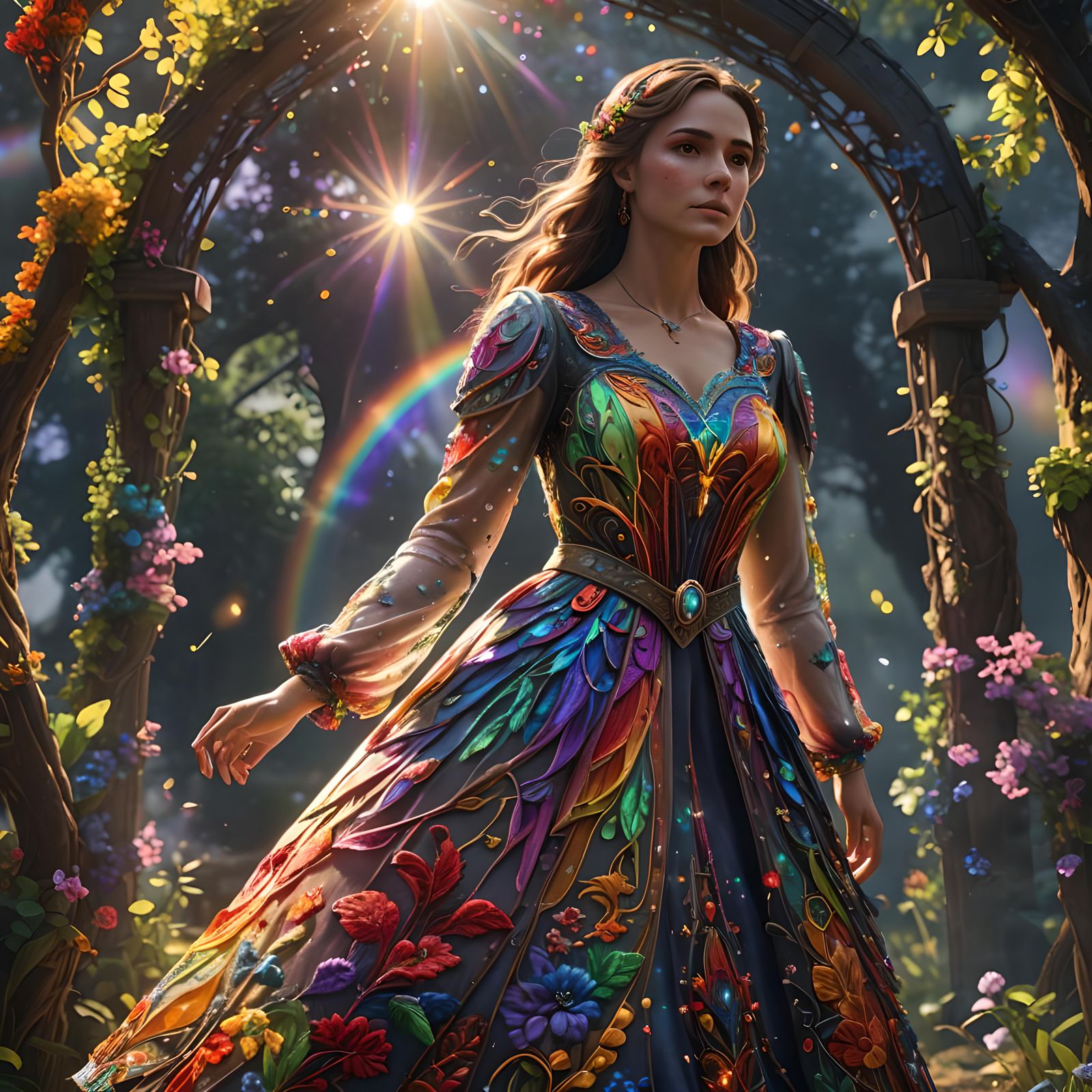 Colorful Rainbow Flower Dress