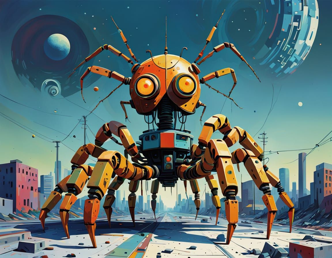 Ridiculous Candy-Themed Robot in Abstract Surrealism