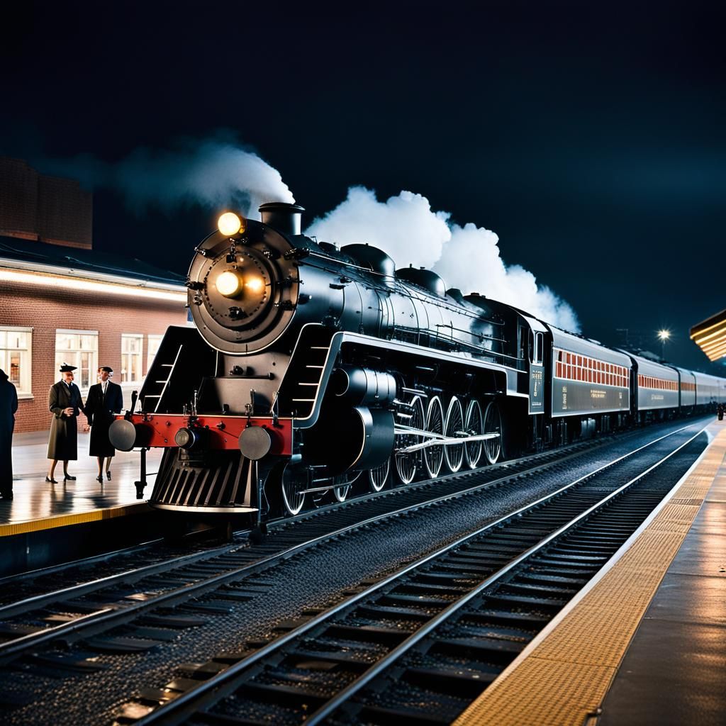 A class 52 locomotive pulls into Mühlhausen station, 1952.