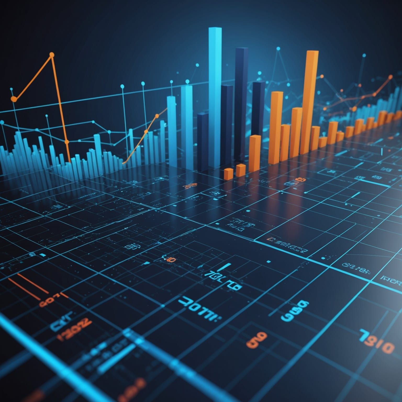 Abstract Financial Elements on Blue Background