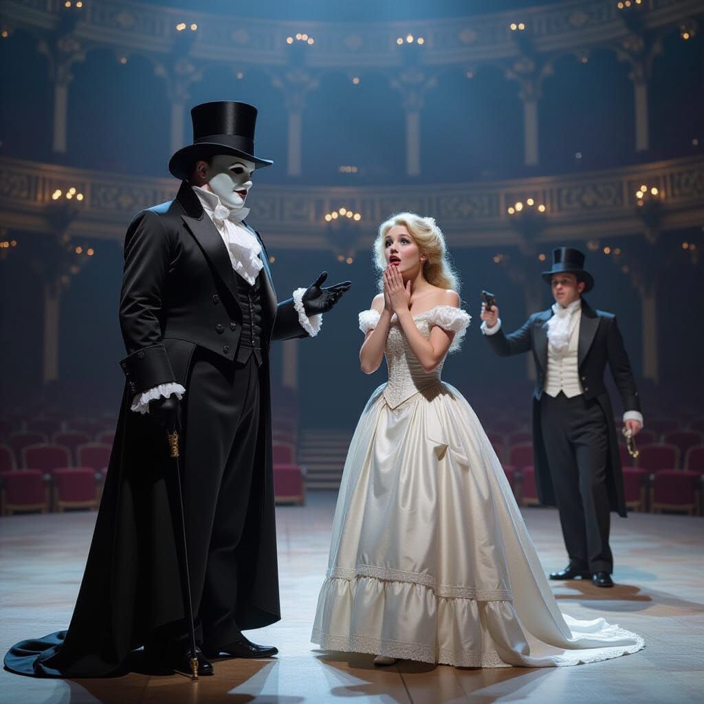 Phantom of the Opera Confrontation on Opera Stage