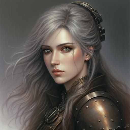 Young Woman Portrait in Steampunk Style