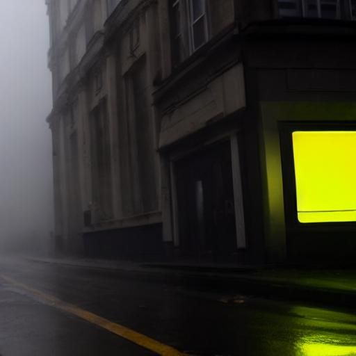 Neon-Lit Urban Scene with Rain and Debris