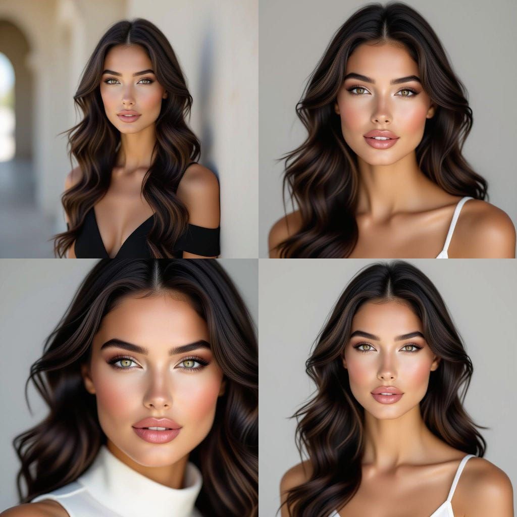 Stunning Fashion Model with Wavy Black Hair