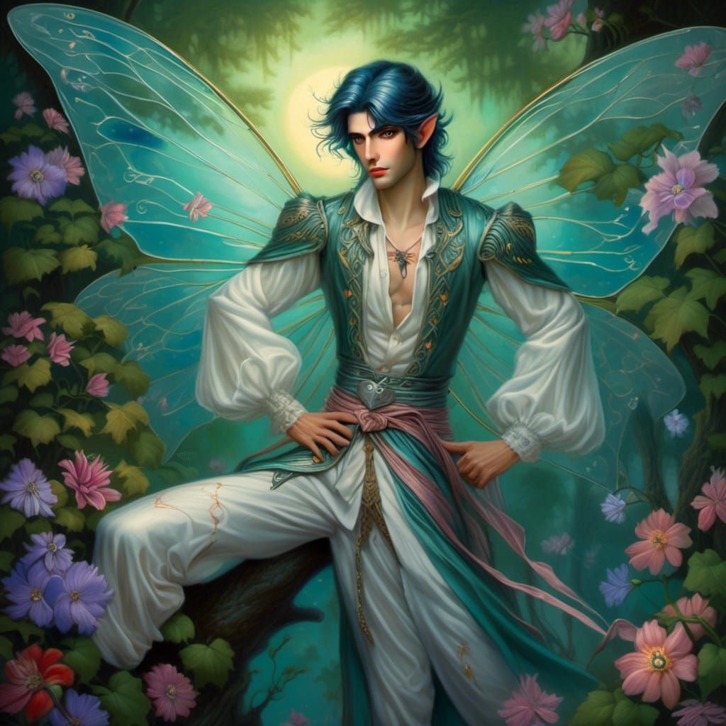 Ethereal Male Fairy in Fantasy Art Style
