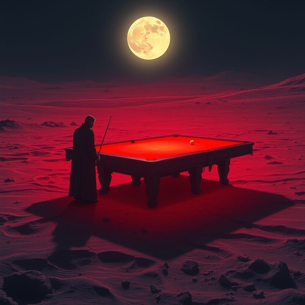Mystical Lunar Billiards Scene