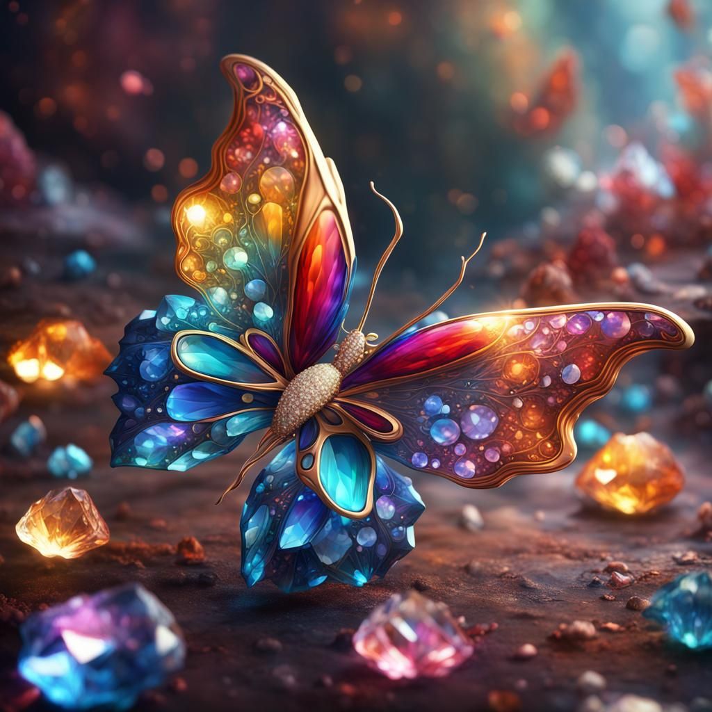 Colorful Crystal Butterfly as Diamond Painting