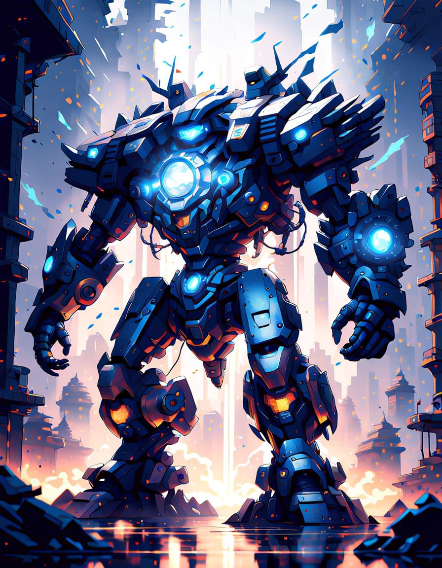 Giant Overlord Mech Blueprint, Cataclysm Core, Anime Style